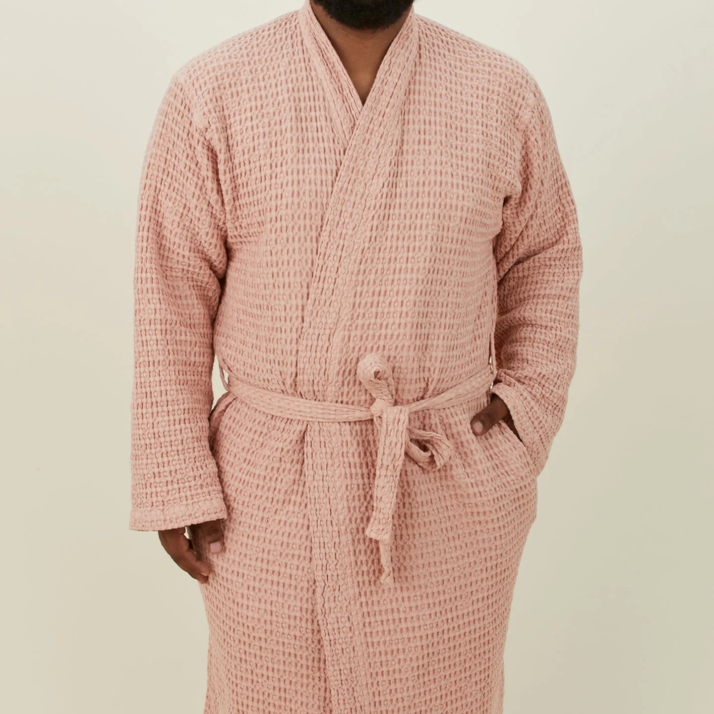 Simple Waffle Bathrobe - Blush - Image 5
