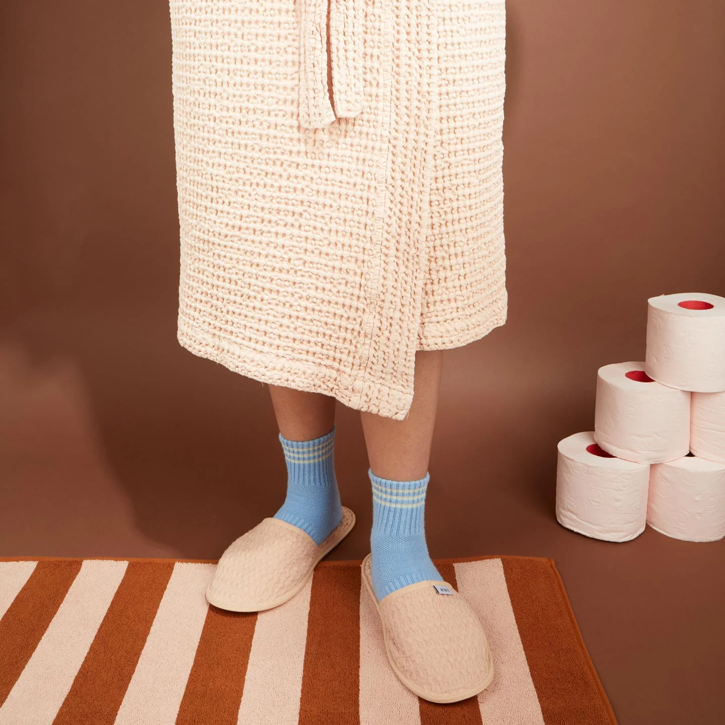 Simple Waffle Bathrobe - Blush - Image 6