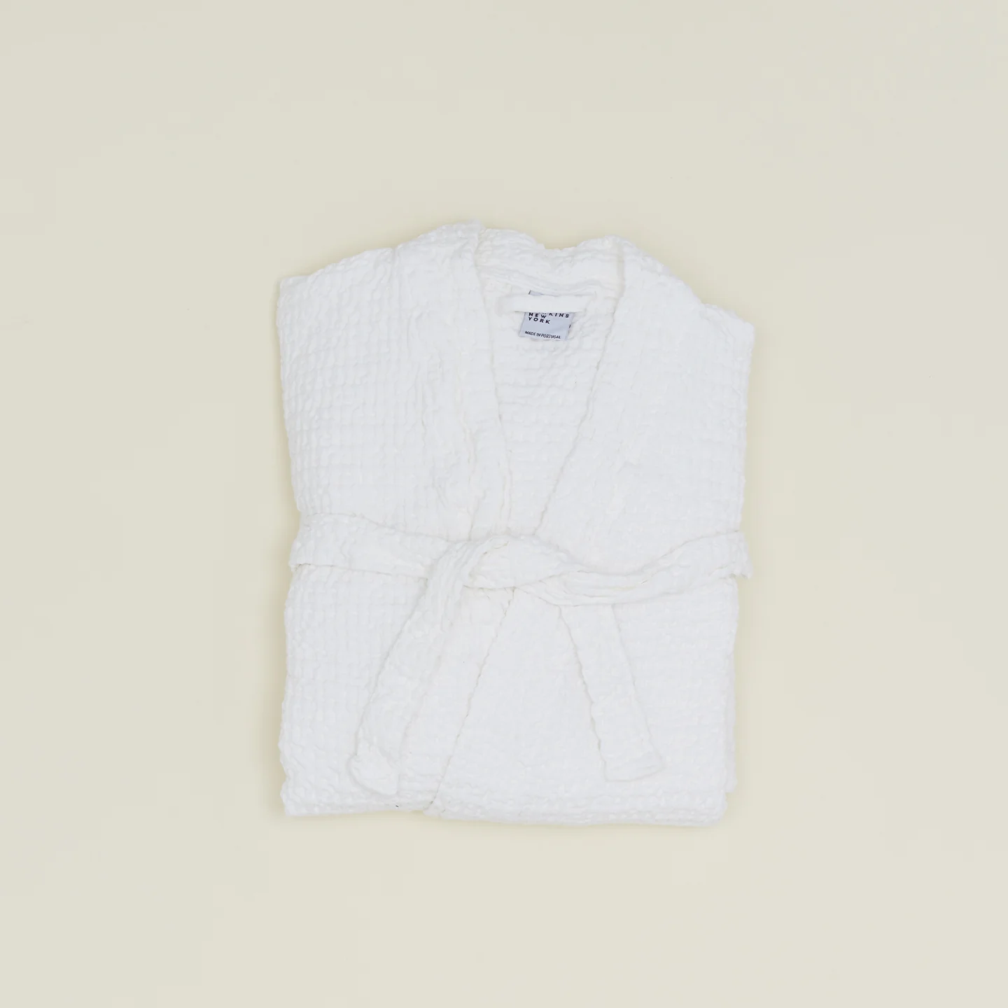 Simple Waffle Bathrobe - White