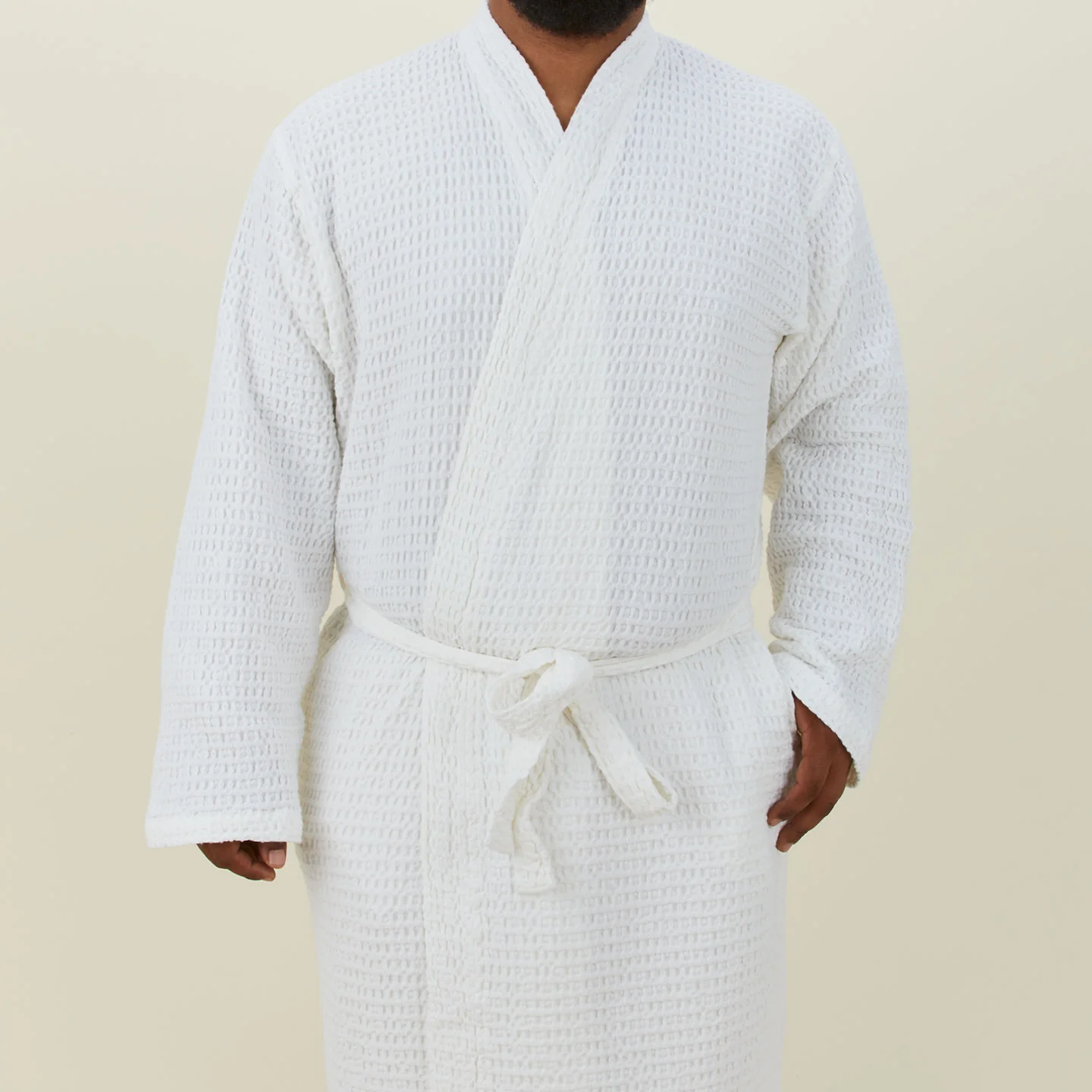 Simple Waffle Bathrobe - White - Image 5