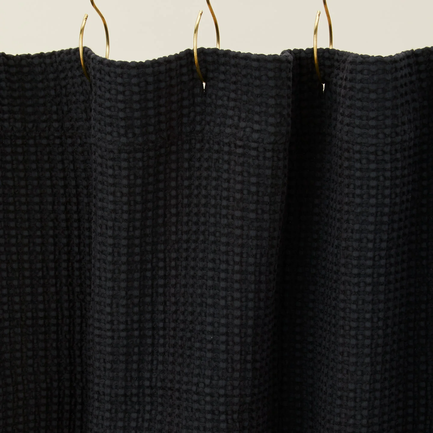Simple Waffle Shower Curtain - Black