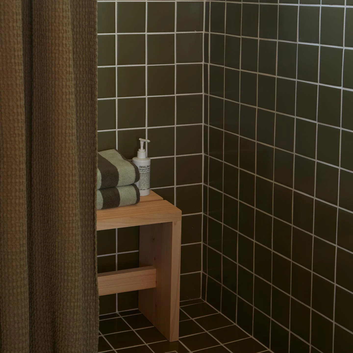 Simple Waffle Shower Curtain - Olive - Image 5