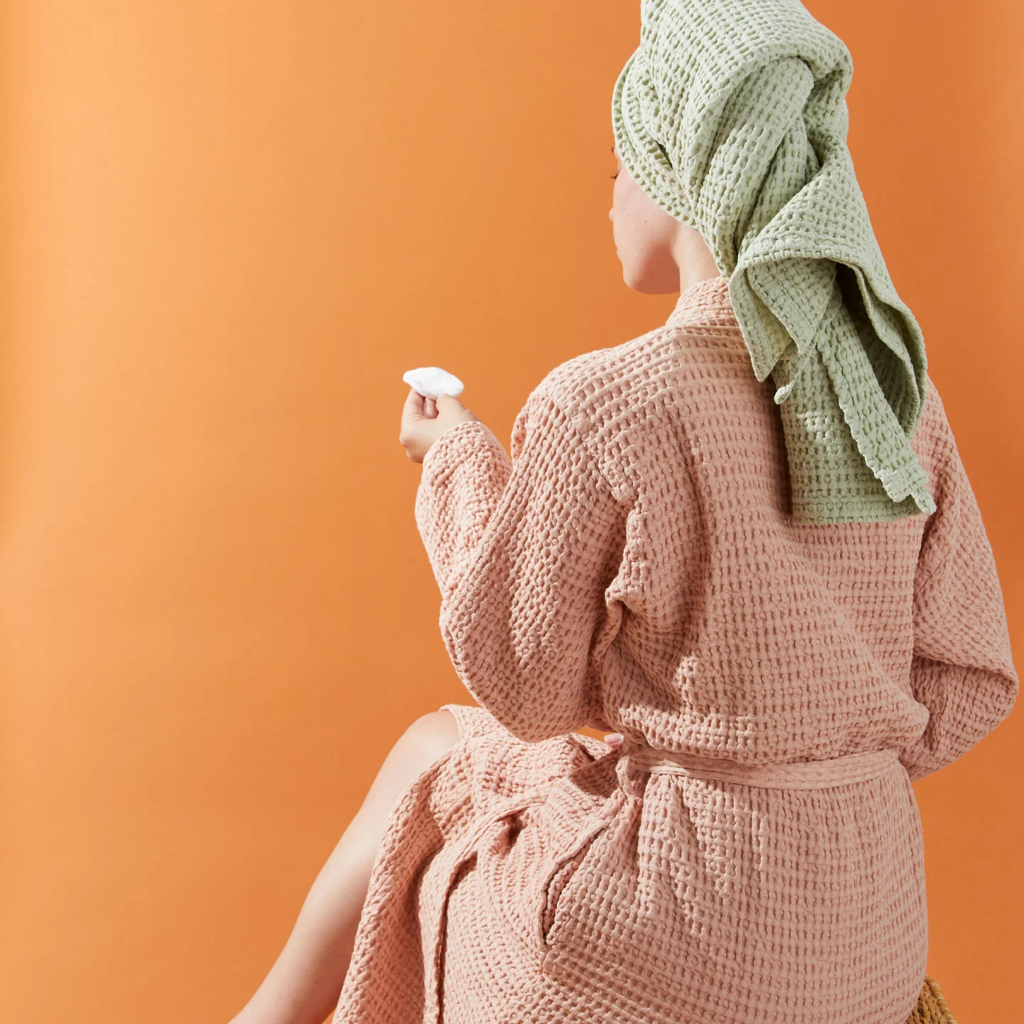 Simple Waffle Towel - Sage - Image 5