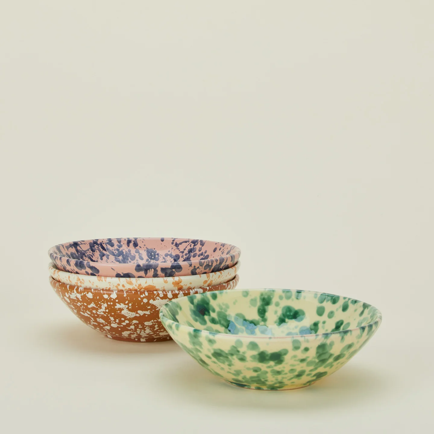 Splatter Low Bowl - Tan/Ivory - Image 5