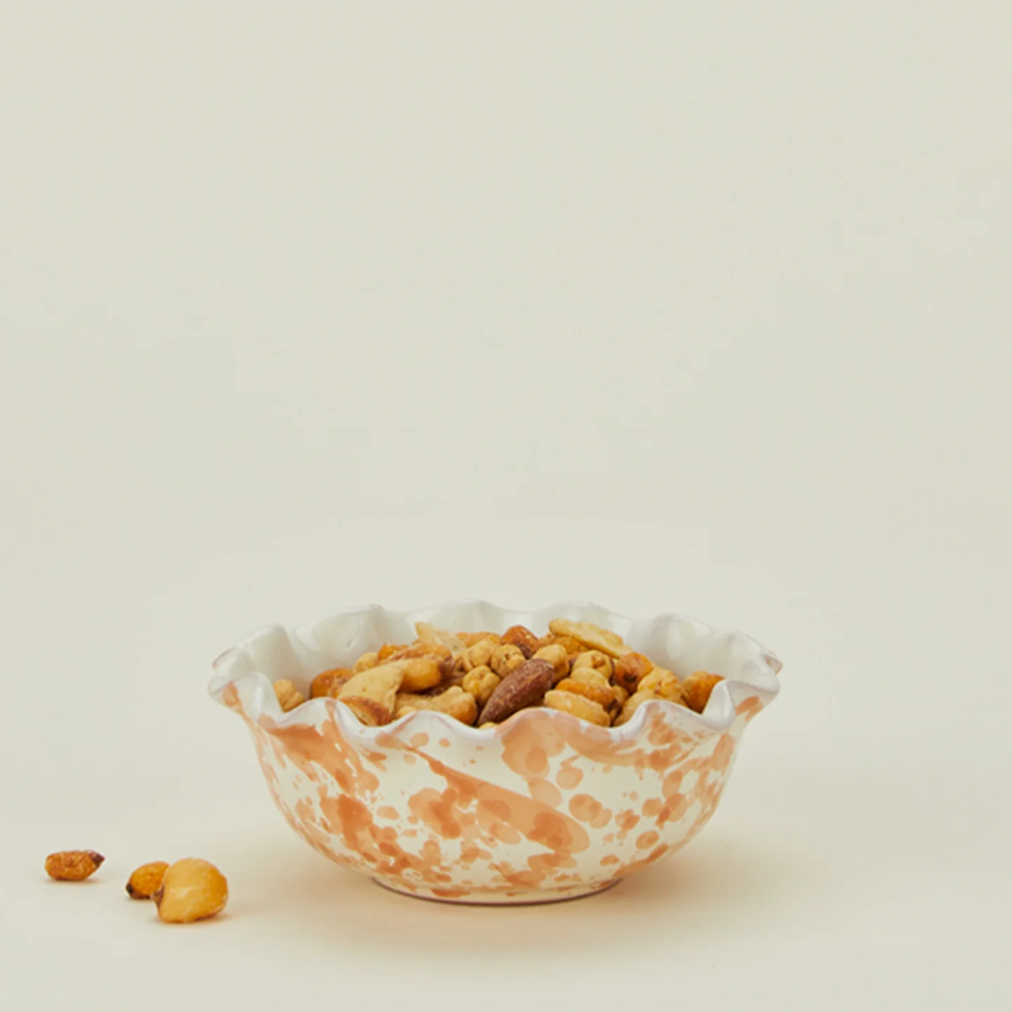 Splatter Scallop Bowl - Tan/Ivory - Image 2