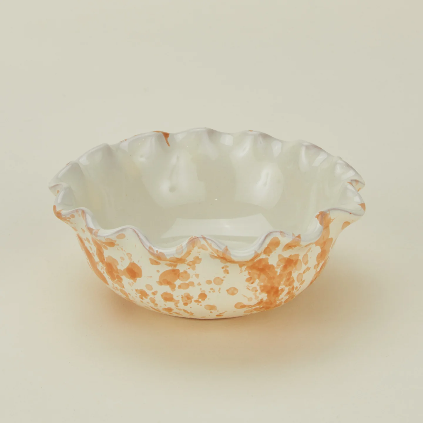 Splatter Scallop Bowl - Tan/Ivory - Image 3