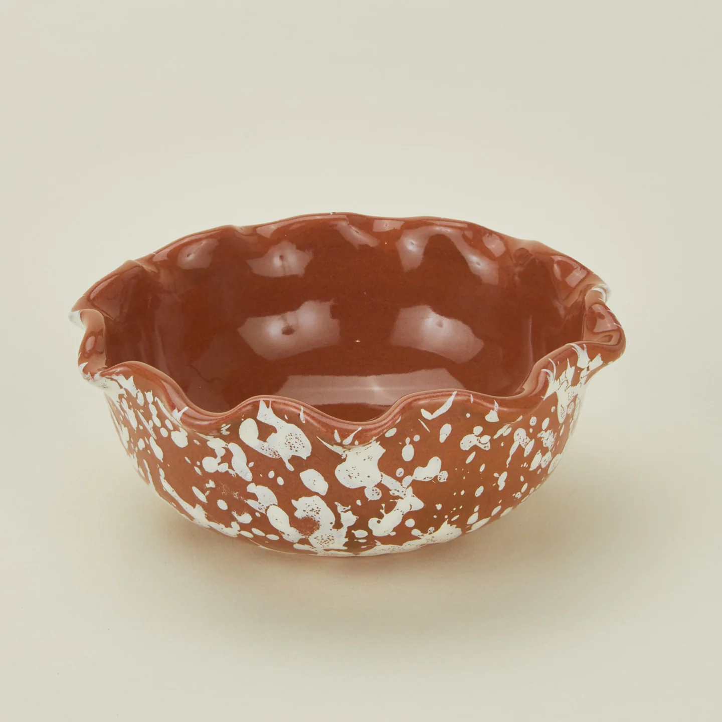 Splatter Scallop Bowl - Terracotta/Cream - Image 3