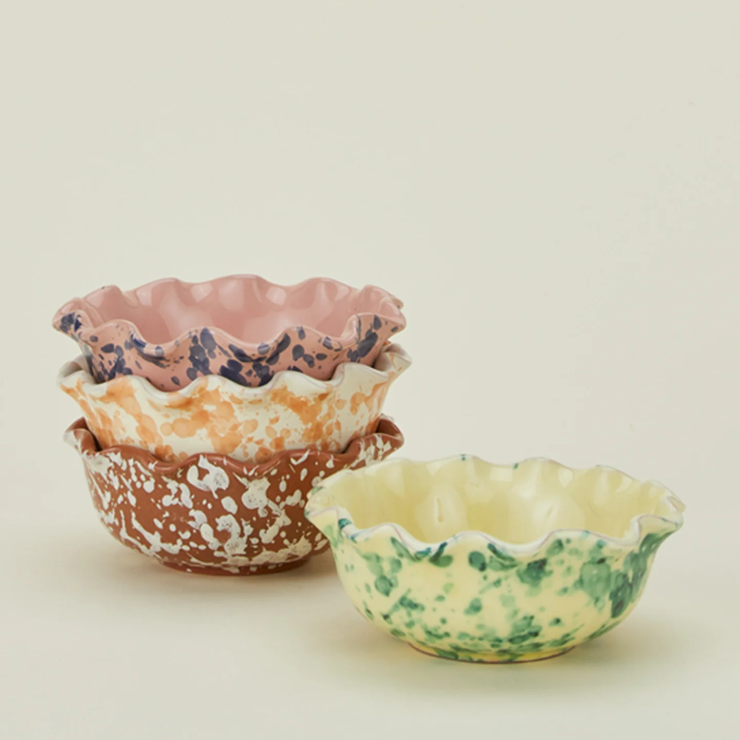Splatter Scallop Bowl - Terracotta/Cream - Image 5