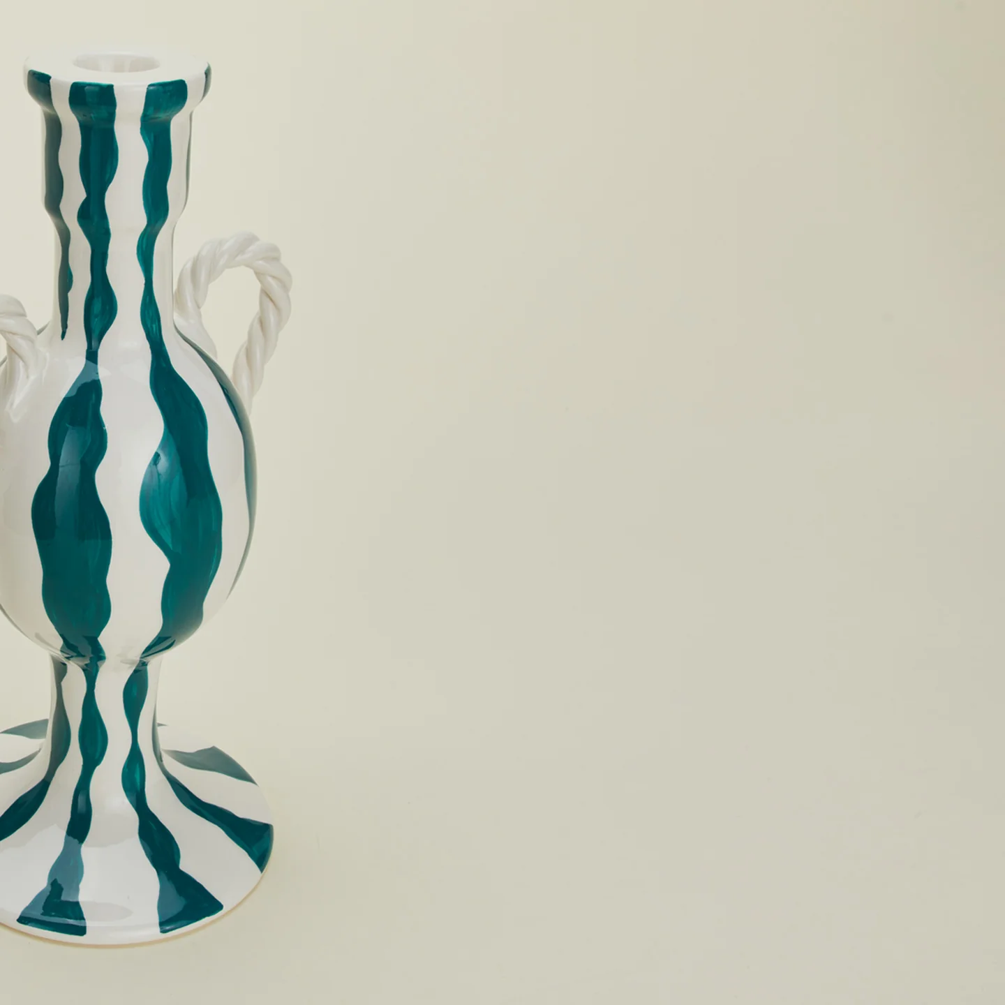 Striped Ceramic Candle Holder - Blue Squiggle - Image 4