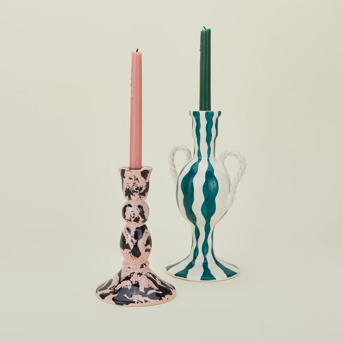 Striped Ceramic Candle Holder - Blue Squiggle - Image 5