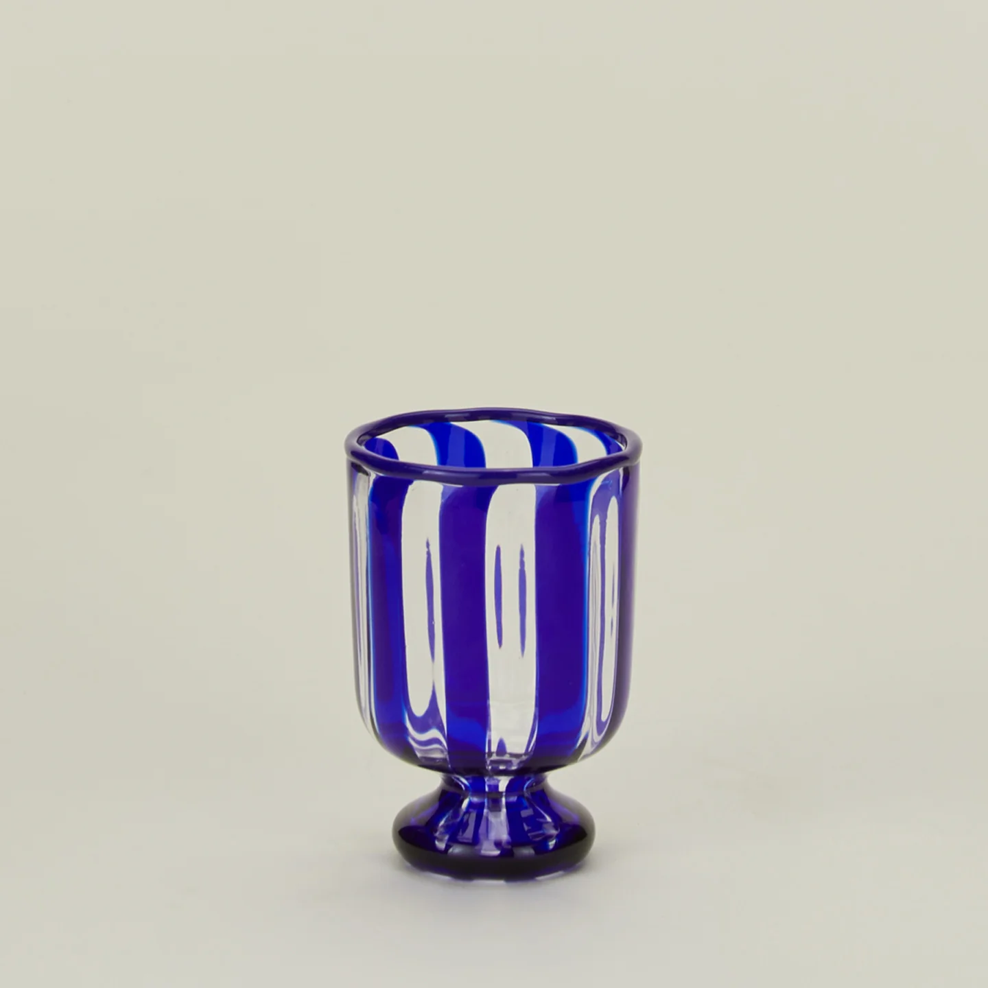 Striped Murano Wine Glass - Cobalt