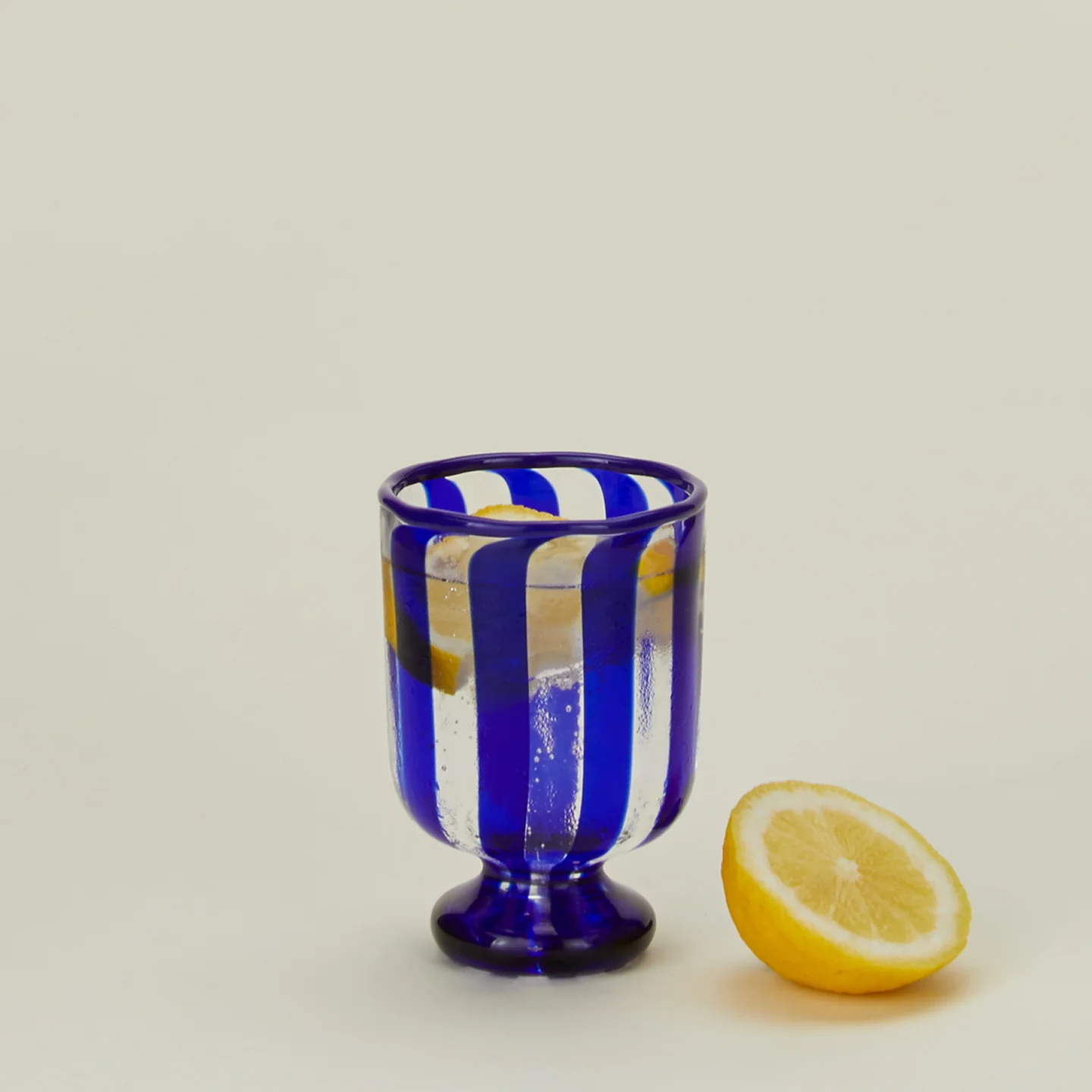 Striped Murano Wine Glass - Cobalt - Image 2