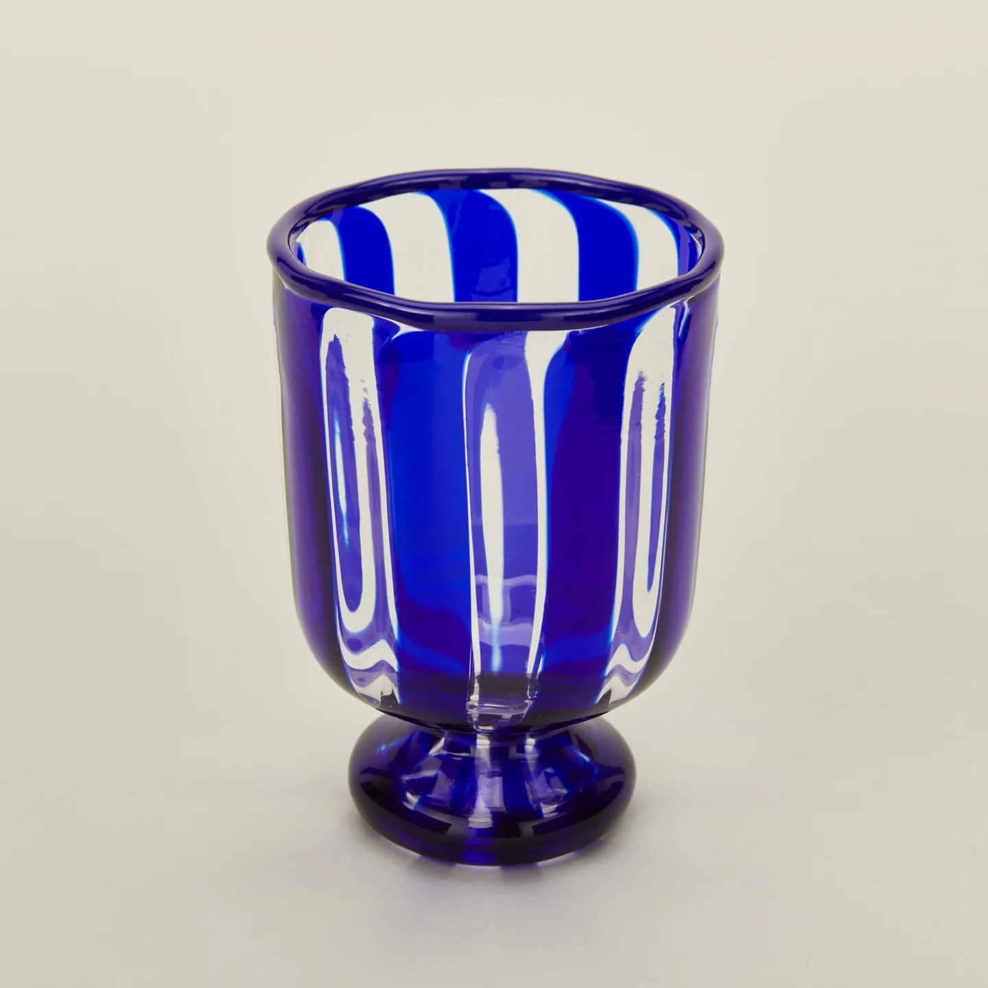 Striped Murano Wine Glass - Cobalt - Image 3