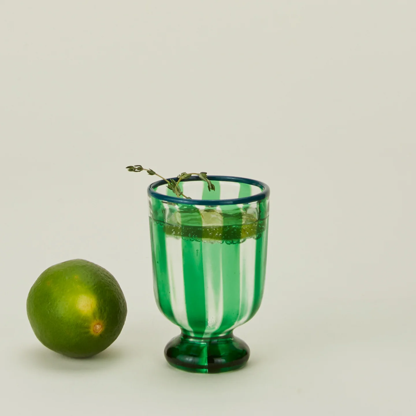 Striped Murano Wine Glass - Green - Image 2
