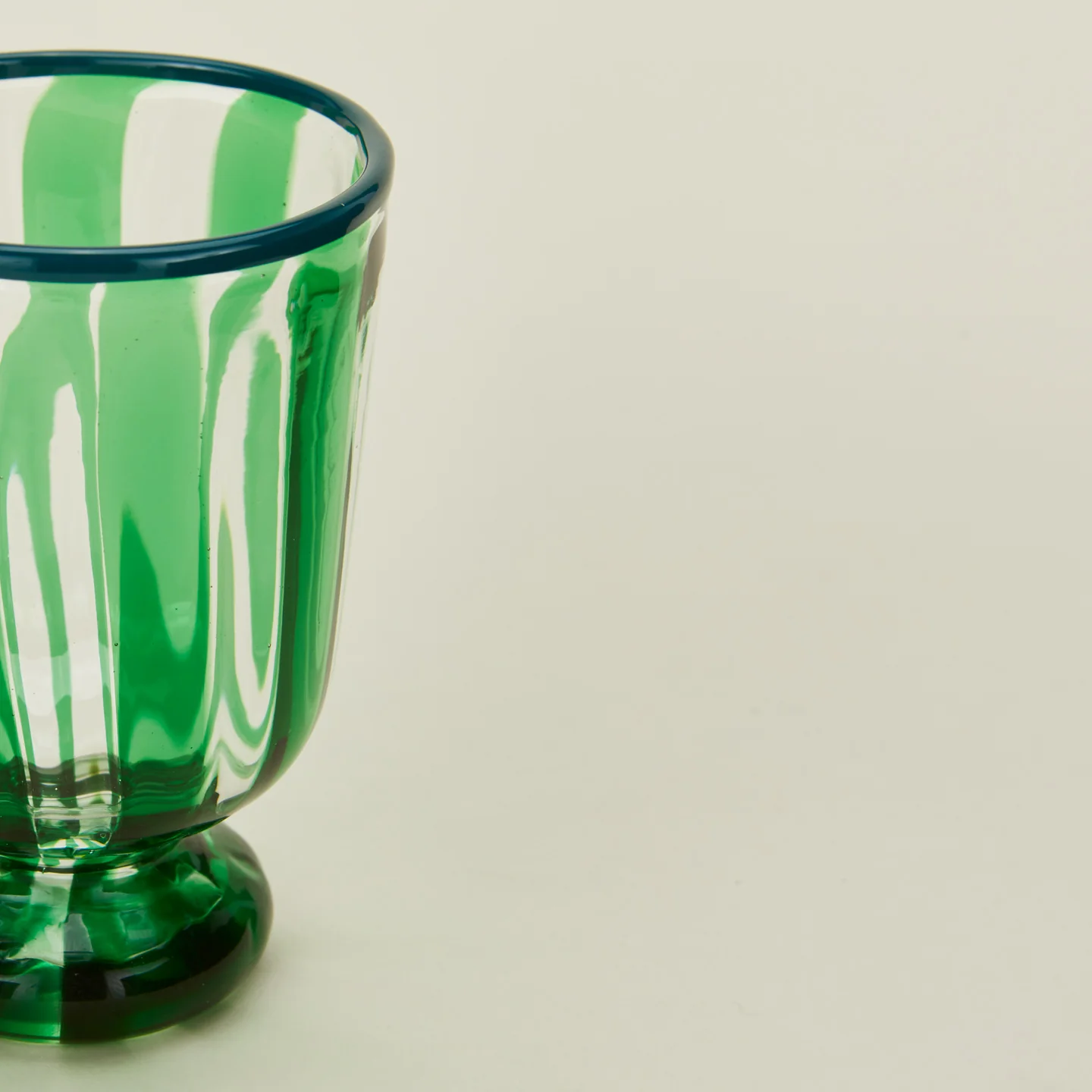 Striped Murano Wine Glass - Green - Image 4