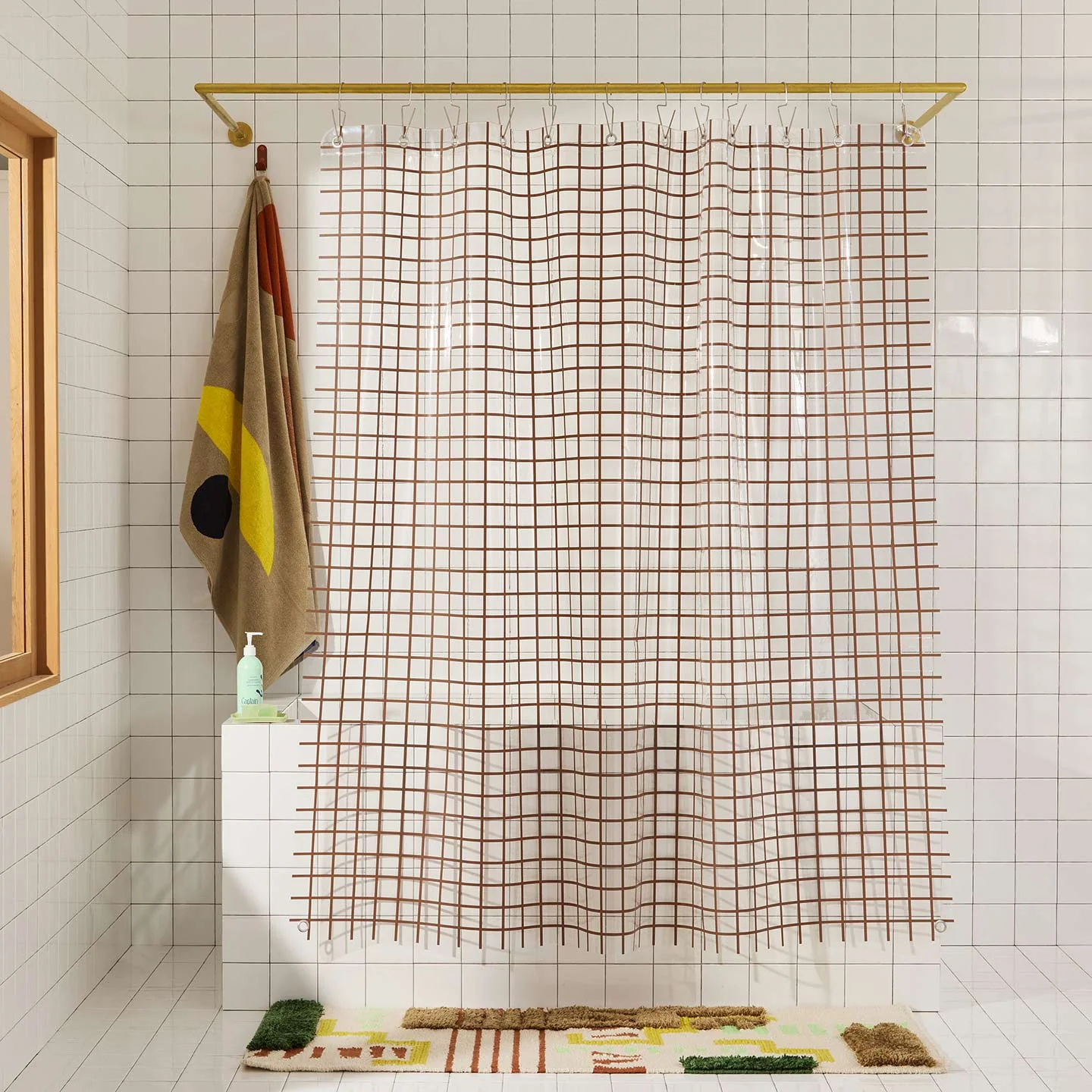 Sun Grid Shower Curtain - Chocolate - Image 3