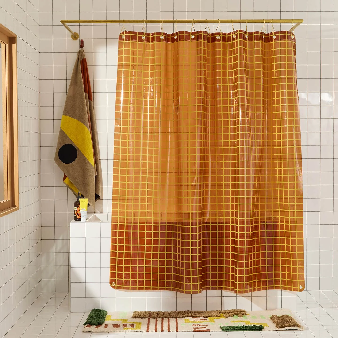 Sun Grid Shower Curtain - Honey - Image 3