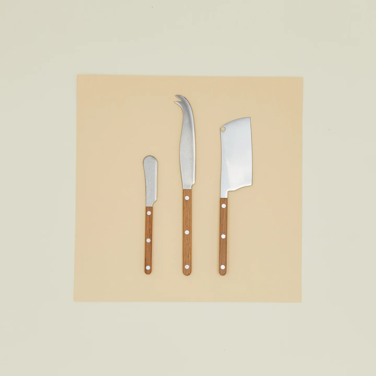 Teak Set of 3 Cheese Knives