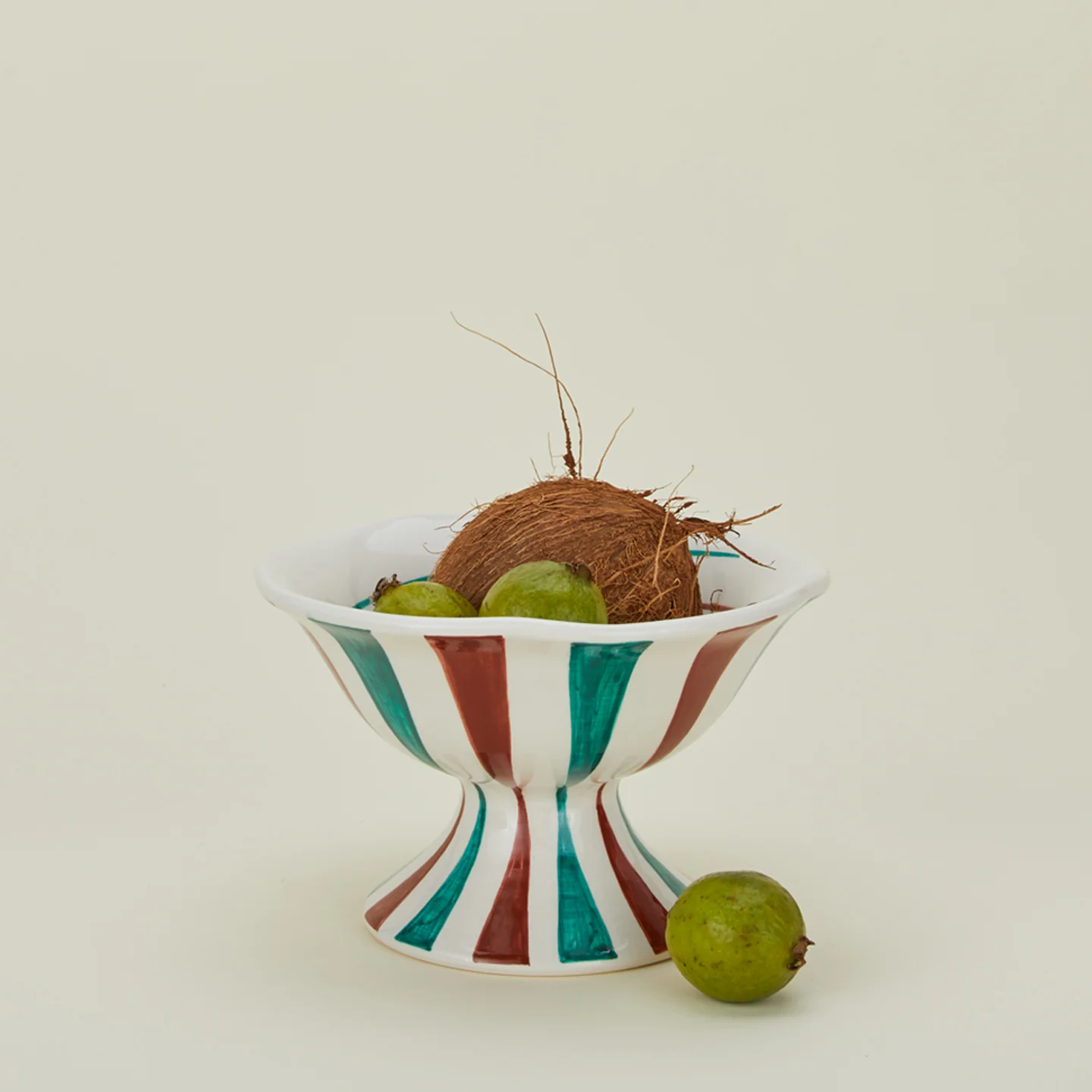Tutti Frutti Footed Bowl - Cacao + Blue Stripes - Image 2