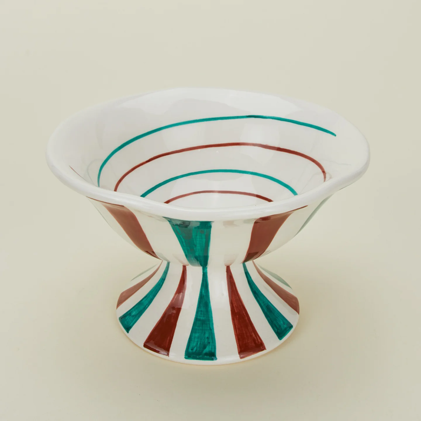 Tutti Frutti Footed Bowl - Cacao + Blue Stripes - Image 3
