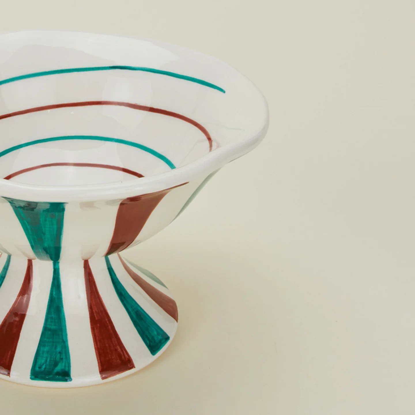 Tutti Frutti Footed Bowl - Cacao + Blue Stripes - Image 4