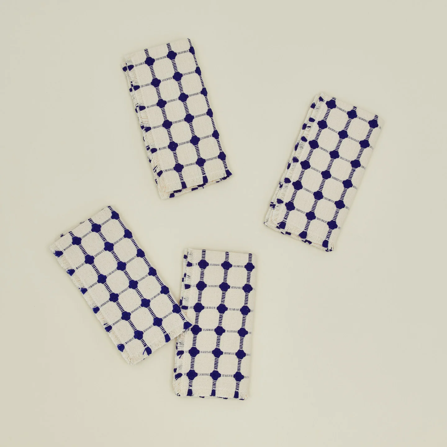 Wicker Fringed Napkin - Set of 4 - Cobalt