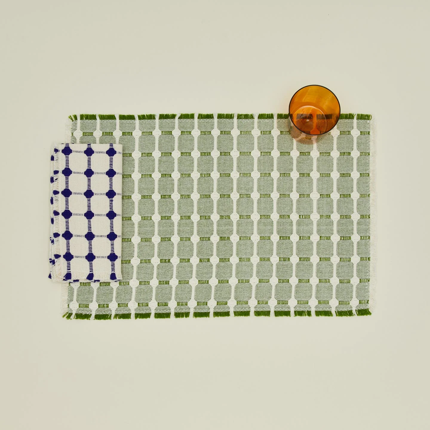 Wicker Fringed Napkin - Set of 4 - Cobalt - Image 2