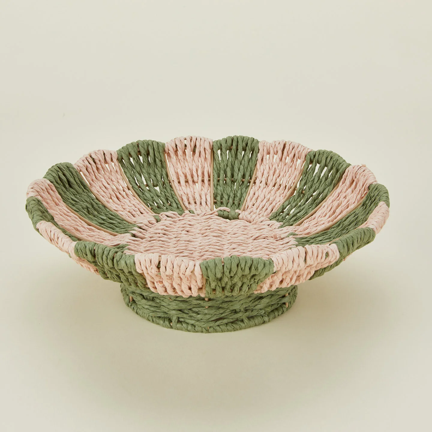 Woven Rope Footed Bowl - Green Stripe - Image 3